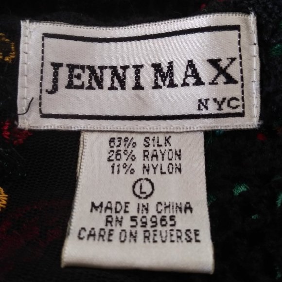 Vtg 90s Silk Embroidered Patchwork Twin Set M/L - Picture 7 of 8